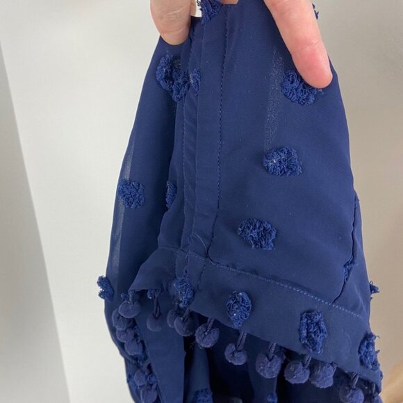 Tularosa Revolve Allie Crop Top Blue One Shoulder Size Small Swiss Dot Tassel S - Picture 9 of 9